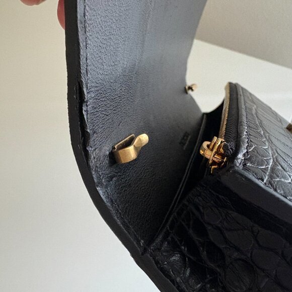 Balenciaga calfskin crocodile embossed gossip wallet on chain black - Picture 8 of 9